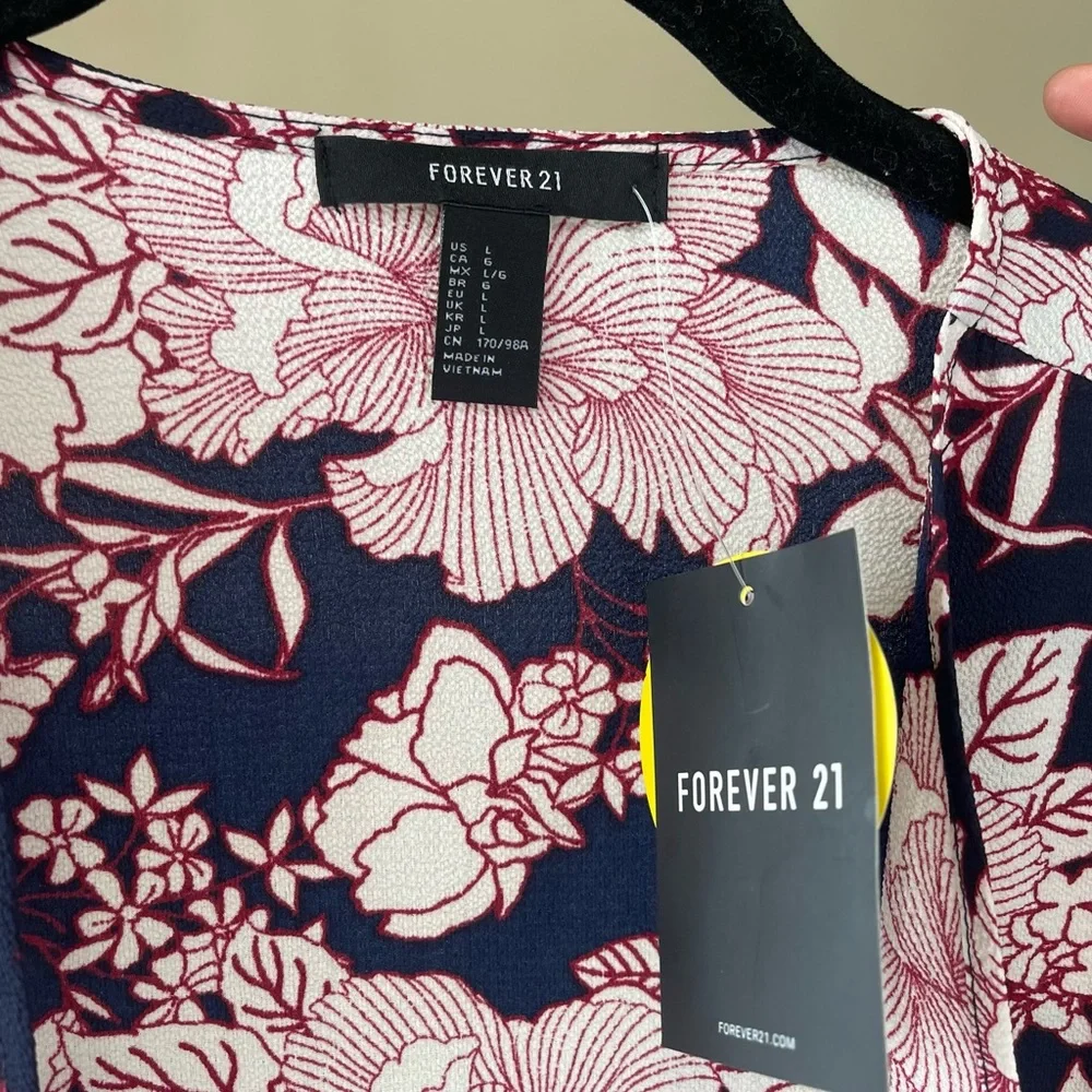 NWT Forever 21 Floral Robe Kimono Coverup Size L - Picture 5 of 6